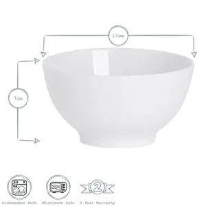 Argon Tableware - Classic Rice Bowls - 13cm - Pack of 6 - White