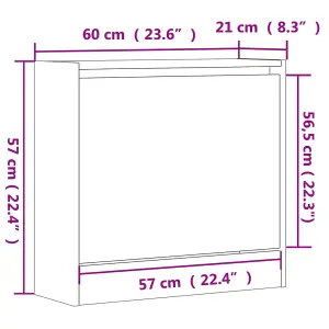 Shoe Cabinet Black 60x21x57 cm Engineered Wood