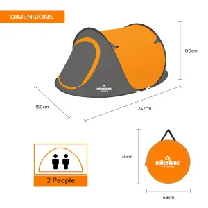 Milestone Camping 2-Person Pop-Up Tent with Portable Carry Bag