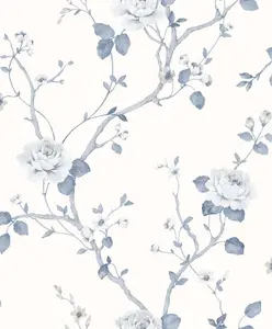 Galerie Palazzo Blue Luisella Floral Embossed Wallpaper