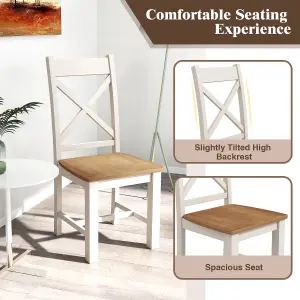 COSTWAY Wooden Dining Chairs Set of 2 Armless Kitchen Chairs with High Back