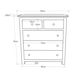 Maggiori 5 Drawer Chest of Drawers Brass Knob