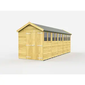 DIY Sheds 6x20 Apex Shed - Double Door With Windows