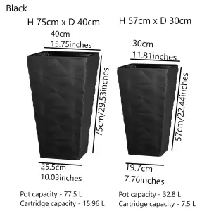 Square Tall Plant Pot Elegant Large Flower Indoor Outdoor Garden Planters Diva Black Small