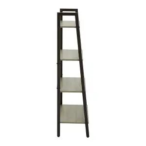 Interiors By Premier Four Tier Grey Oak Veneer Ladder Shelf Unit, Functional Industrial Narrow Shelf, Stylish Tall Cupboard