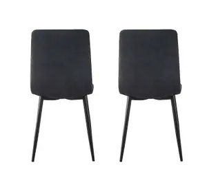 MCC Direct Henri Faux Suede Leather Dining Chairs Set of 4 Black