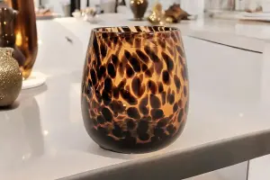 Leopard         Print         Glass         Vase         13cm