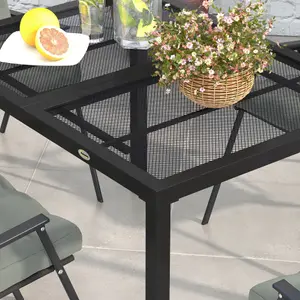 Outsunny Garden Table with Metal Wire Top and Steel Frame, for Patio, Balcony