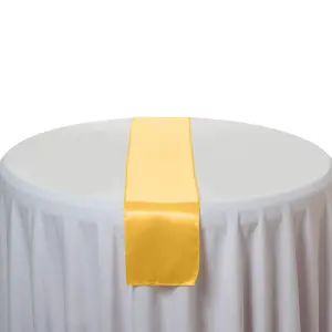 Neel Blue 11x 108 Inch Plain Satin Silk Table Runner, Gold