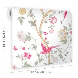 Laura Ashley Summer Palace Peony Animal Smooth Wallpaper Sample