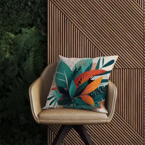 Green Orange Tropical Leaves Outdoor Cushion 45cm x 45cm