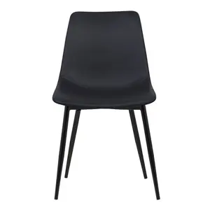 Bixler Contemporary Armless Upholstered Dining Chair with Black Metal Legs Black