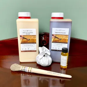 Priory Polishes French Polishing Kit - French Polish, Sanding Sealer, Brush, Rubber