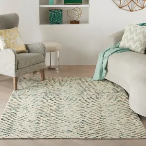 Colorado CLR02 Ivory Green Wool Rug by Nourison-160cm X 221cm