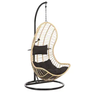 Hanging Chair with Stand PINETO PE Rattan Natural