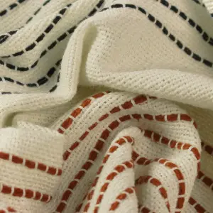 furn. Banda Woven Embroidered String Stitched Tasselled Throw