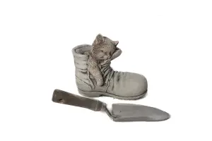 Cat in Shoe Stone Garden Ornament