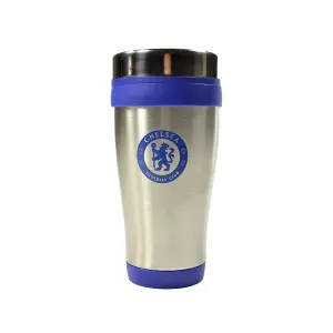 Chelsea FC Executive Metallic Travel Mug Silver/Blue (One Size)