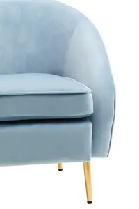 Interiors by Premier Aqua Blue Velvet Arm Chair, Luxury Velvet Upholstered Accent Chair, Comfortable Armchair for Home