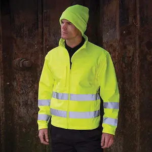 Result Core Mens High-Visibility Winter Blouson Softshell Jacket (Water Resistant & Windproof)