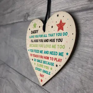 Special Gift For Dad Wooden Heart Fathers Day Gift For Dad From Son Daughter Baby