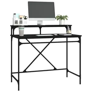 Berkfield Desk Black 100x50x90 cm Engineered Wood and Iron