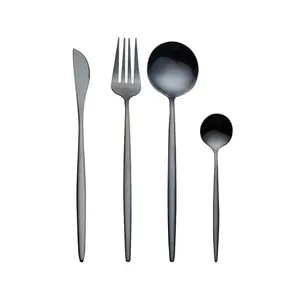 Canora Grey Szeto 4 Piece Stainless Steel Cutlery Set , Service for 1 Black