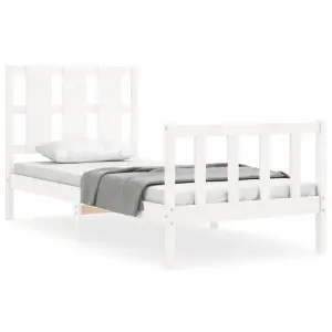 Berkfield Bed Frame with Headboard White 90x200 cm Solid Wood