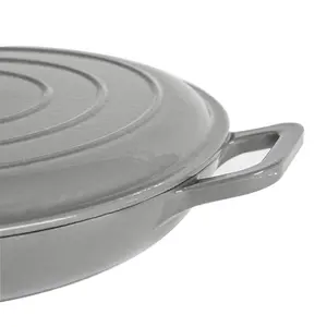 Argon Tableware - Cast Iron Shallow Casserole Dishes - 2.3 Litre - Pack of 2 - Slate Grey