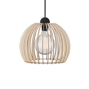 Nordlux Chino 30 Indoor Living Dining Wood Pendant Ceiling Light in Nature (Diam) 30cm