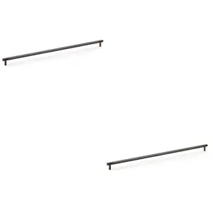 2 PACK - Knurled T Bar Door Pull Handle - Dark Bronze - 448mm Centres Premium Drawer