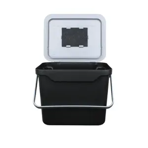 Easy Eco - 5L Compost Caddy - Black & Silver