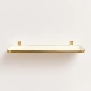 Melody Maison Gold & Ivory Enamelled Metal Wall Shelf - 50cm