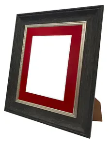 Scandi Charcoal Grey Frame with Red Mount for Image Size 12 x 8 Inch