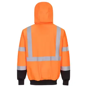 Portwest Hi-Vis Two-Tone Zipped Hoodie Orange/Black - XL