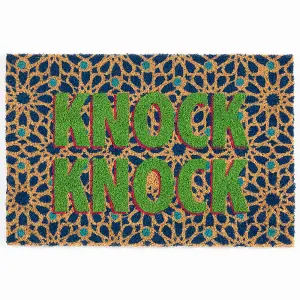 Traditional Knock Knock Patterned Home Décor Coir Doormat 60cm x 40cm