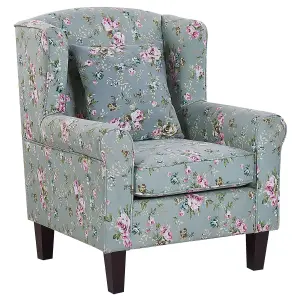 Wingback Chair HAMAR with Footstool Fabric Green