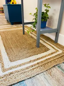 KHIDAKEE  Rectangular Border Natural Rug Hand Woven Jute / 90 cm x 150 cm