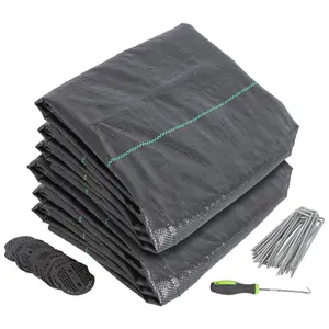 Harbour Housewares 110gsm Weed Control Membrane Set with Pegs & Plates - 2m x 50m (2 Rolls)