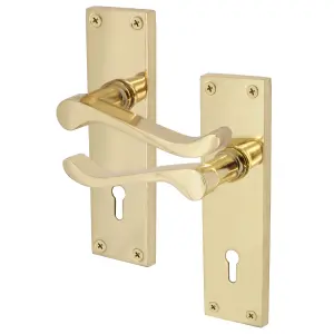 EAI - Scroll Lever Lock Door Handles - 152mm - Polished Brass