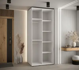 Sapporo II - Crisp White Mirrored Sliding Door Wardrobe - Compact Storage for Modern Living (H)2050mm (W)1000mm (D)600mm