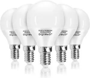 Aigostar E14 Small Edison Screw Golf Ball Bulb G45 Bulbs 7W 6500K Cool White 5PACK BOX