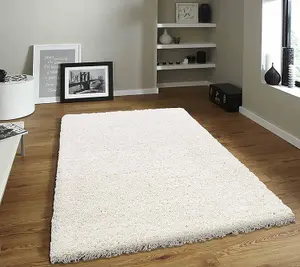 Large Ivory Cream Shaggy Area Rug Elegant and Fade-Resistant Carpet Runner - 160x230 cm