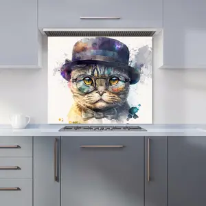 Scottish Fold Cat Splashart Premium Glass Kitchen Splashback W900mm x H650mm