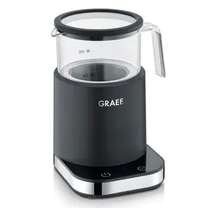 Graef Premium Induction Milk Frother, Glass Jug, Hot & Cold Milk, Hot Chocolate, 400ml Milk, 200ml Froth - Black