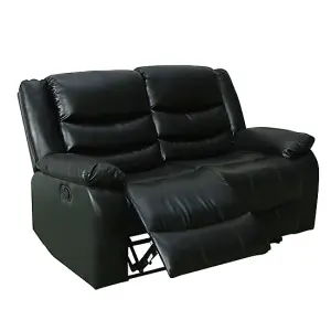 Sorreno 3+2+1 Bonded Leather Recliner Sofa Set In Black