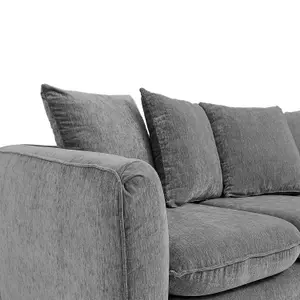 Lucas Water Repellent Velvet Chenille Right Facing Corner Sofa in Graphite