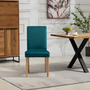 Maiolo Velvet Dining Chairs - Set of 2 - Teal