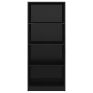 Berkfield 4-Tier Book Cabinet High Gloss Black 60x24x142 cm Engineered Wood