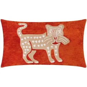 Wylder Dynasty Leopard Embroidered Chenille Polyester Filled Cushion